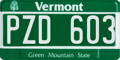 VT license plate PZD603