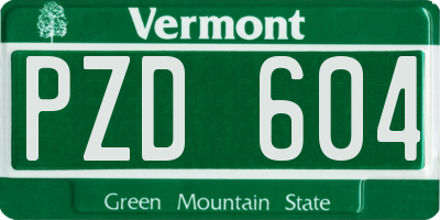 VT license plate PZD604