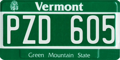 VT license plate PZD605