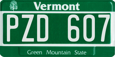 VT license plate PZD607