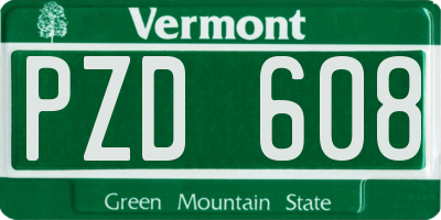 VT license plate PZD608