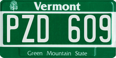 VT license plate PZD609