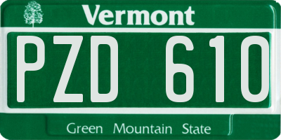 VT license plate PZD610
