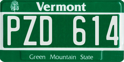 VT license plate PZD614