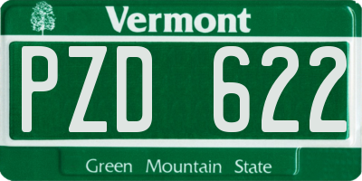 VT license plate PZD622