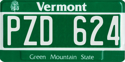 VT license plate PZD624