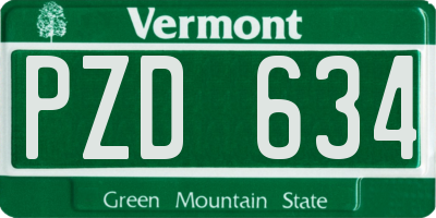 VT license plate PZD634
