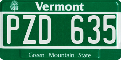 VT license plate PZD635