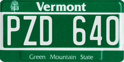 VT license plate PZD640