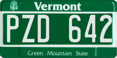 VT license plate PZD642