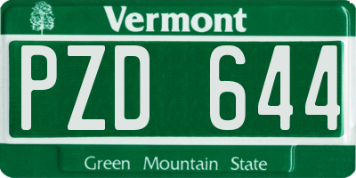 VT license plate PZD644