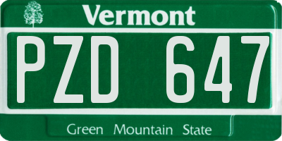VT license plate PZD647