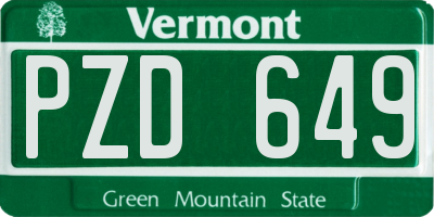 VT license plate PZD649