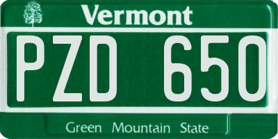 VT license plate PZD650