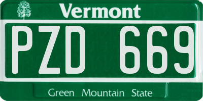 VT license plate PZD669