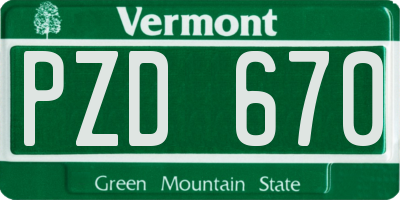 VT license plate PZD670