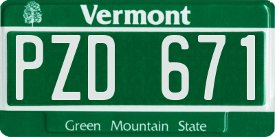 VT license plate PZD671