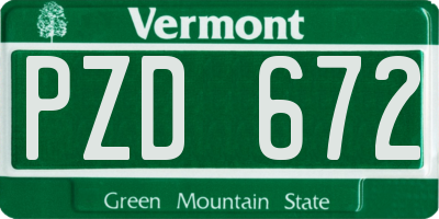 VT license plate PZD672