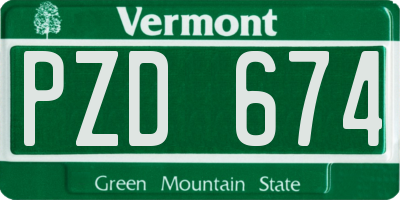 VT license plate PZD674