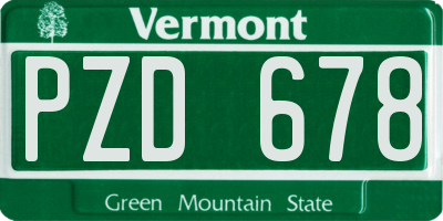 VT license plate PZD678