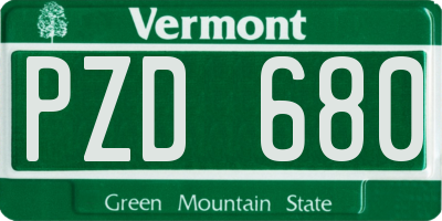 VT license plate PZD680