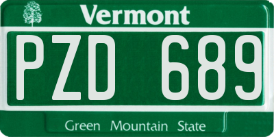 VT license plate PZD689