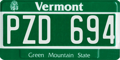 VT license plate PZD694