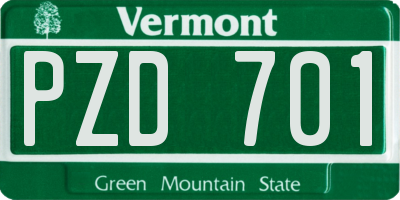 VT license plate PZD701