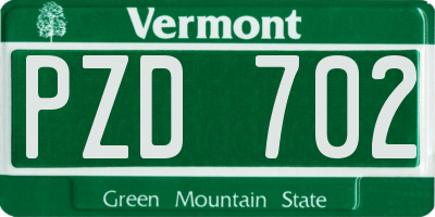 VT license plate PZD702