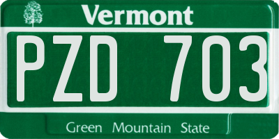 VT license plate PZD703