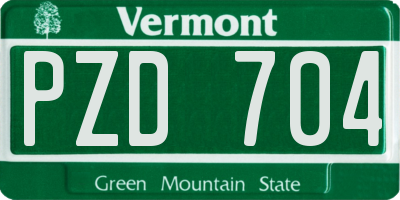 VT license plate PZD704