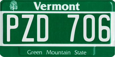 VT license plate PZD706