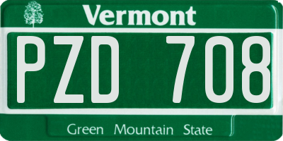 VT license plate PZD708