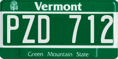 VT license plate PZD712