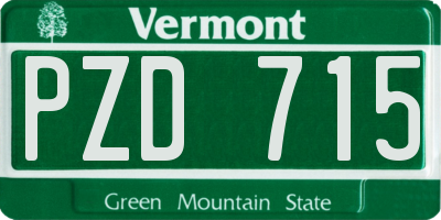 VT license plate PZD715