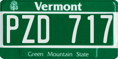 VT license plate PZD717