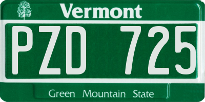 VT license plate PZD725