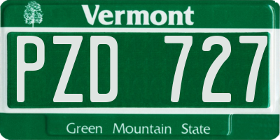 VT license plate PZD727