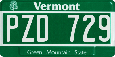 VT license plate PZD729