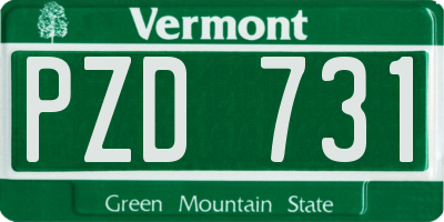 VT license plate PZD731