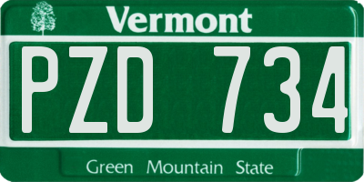 VT license plate PZD734