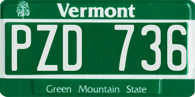 VT license plate PZD736