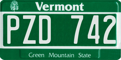 VT license plate PZD742