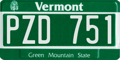 VT license plate PZD751