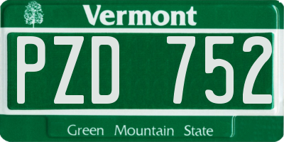 VT license plate PZD752