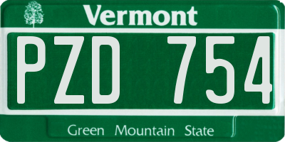 VT license plate PZD754
