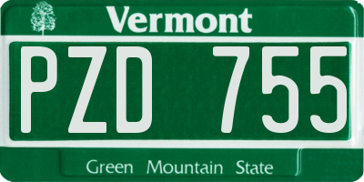 VT license plate PZD755