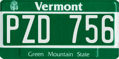 VT license plate PZD756