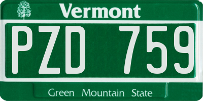 VT license plate PZD759