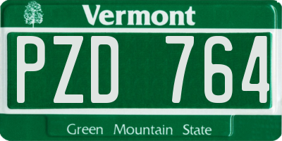 VT license plate PZD764